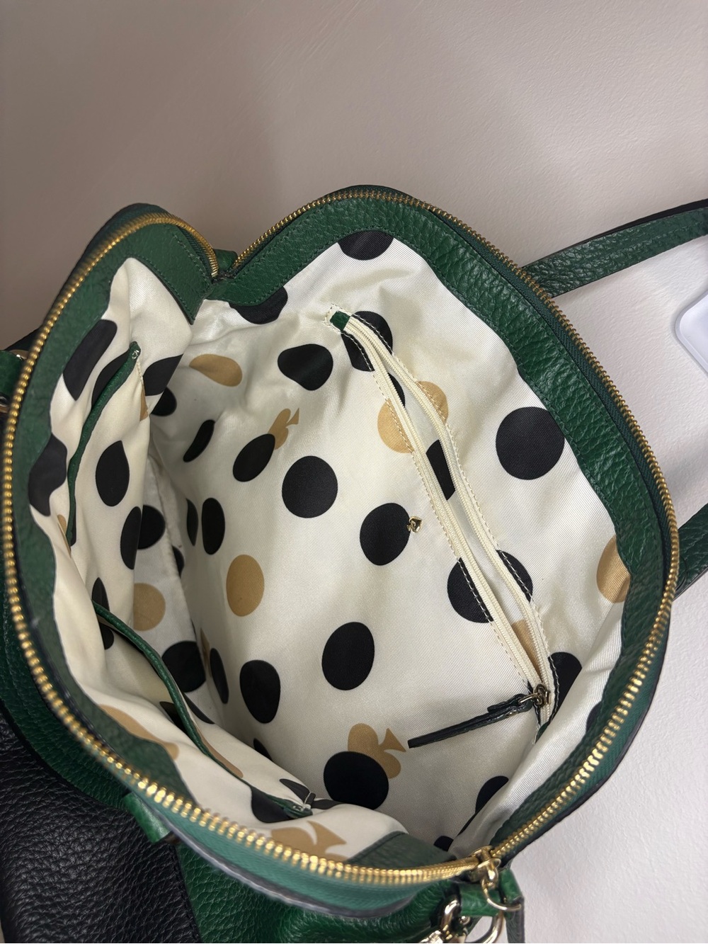 Kate spade Grove Court Satchel Green and Black Pebbled Leather Dome - Picture 7 of 9